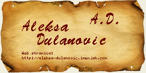 Aleksa Dulanović vizit kartica